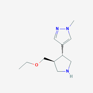 molecular formula C11H19N3O B13622816 4-((3R,4S)-4-(Ethoxymethyl)pyrrolidin-3-yl)-1-methyl-1H-pyrazole 