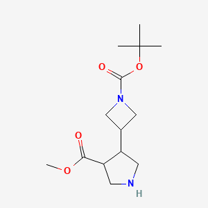 molecular formula C14H24N2O4 B13622841 Methyl 4-{1-[(tert-butoxy)carbonyl]azetidin-3-yl}pyrrolidine-3-carboxylate 
