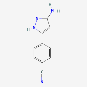 molecular formula C10H8N4 B13623116 4-(3-amino-1H-pyrazol-5-yl)benzonitrile 