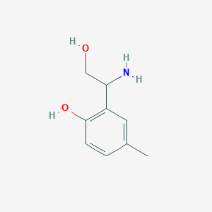 molecular formula C9H13NO2 B13623128 2-(1-Amino-2-hydroxyethyl)-4-methylphenol 