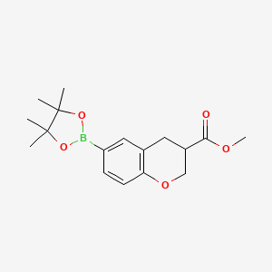 molecular formula C17H23BO5 B13623200 Methyl 6-(4,4,5,5-tetramethyl-1,3,2-dioxaborolan-2-yl)chromane-3-carboxylate 