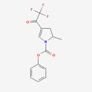 molecular formula C14H12F3NO3 B13623210 phenyl 2-methyl-4-(2,2,2-trifluoroacetyl)-2,3-dihydro-1H-pyrrole-1-carboxylate 