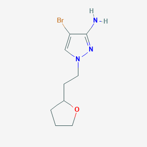 molecular formula C9H14BrN3O B13623335 4-Bromo-1-(2-(tetrahydrofuran-2-yl)ethyl)-1h-pyrazol-3-amine 