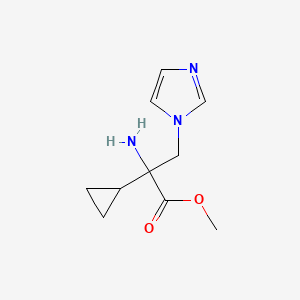 molecular formula C10H15N3O2 B13623408 Methyl 2-amino-2-cyclopropyl-3-(1h-imidazol-1-yl)propanoate 