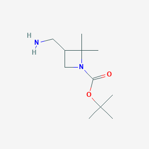 molecular formula C11H22N2O2 B13623450 Tert-butyl3-(aminomethyl)-2,2-dimethylazetidine-1-carboxylate 
