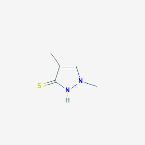 molecular formula C5H8N2S B13623469 1,4-dimethyl-1H-pyrazole-3-thiol 