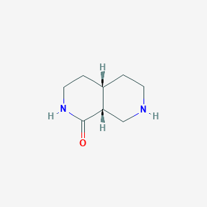 molecular formula C8H14N2O B13623496 rac-(4aR,8aS)-decahydro-2,7-naphthyridin-1-one 