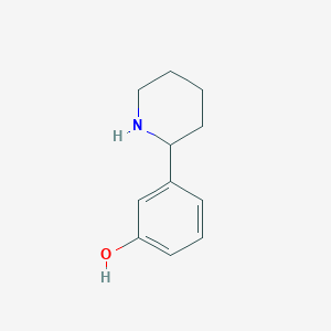 molecular formula C11H15NO B13623579 3-(2-Piperidyl)phenol 