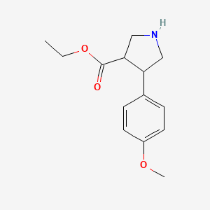 molecular formula C14H19NO3 B13623698 Ethyl 4-(4-methoxyphenyl)pyrrolidine-3-carboxylate 