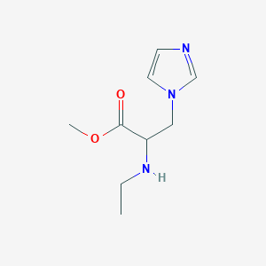 molecular formula C9H15N3O2 B13623972 Methyl 2-(ethylamino)-3-(1h-imidazol-1-yl)propanoate 