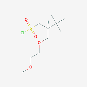 molecular formula C10H21ClO4S B13624326 2-((2-Methoxyethoxy)methyl)-3,3-dimethylbutane-1-sulfonyl chloride 