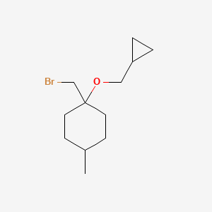 molecular formula C12H21BrO B13624568 1-(Bromomethyl)-1-(cyclopropylmethoxy)-4-methylcyclohexane 