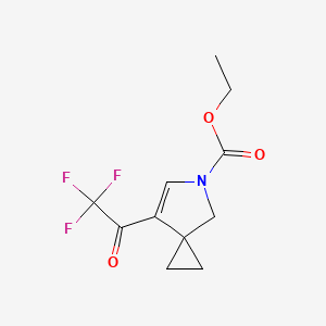 molecular formula C11H12F3NO3 B13624585 Ethyl 7-(trifluoroacetyl)-5-azaspiro[2.4]hept-6-ene-5-carboxylate 