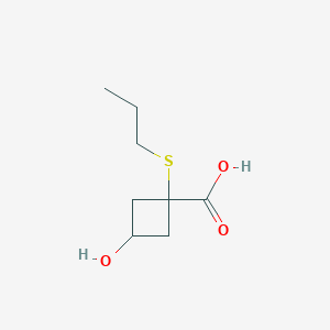 molecular formula C8H14O3S B13624776 3-Hydroxy-1-(propylthio)cyclobutane-1-carboxylic acid 
