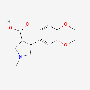 molecular formula C14H17NO4 B13624816 4-(2,3-Dihydro-1,4-benzodioxin-6-yl)-1-methylpyrrolidine-3-carboxylic acid 