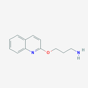 molecular formula C12H14N2O B13624848 3-(Quinolin-2-yloxy)propan-1-amine 