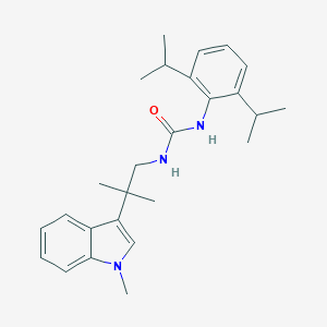 molecular formula C26H35N3O B136250 Urea, N-(2,6-bis(1-methylethyl)phenyl)-N'-(2-methyl-2-(1-methyl-1H-indol-3-yl)propyl)- CAS No. 145131-27-7