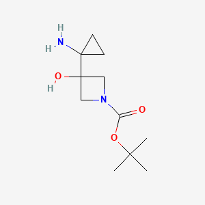molecular formula C11H20N2O3 B13625001 Tert-butyl3-(1-aminocyclopropyl)-3-hydroxyazetidine-1-carboxylate 