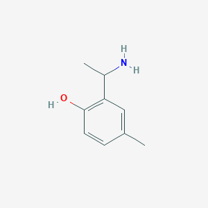 molecular formula C9H13NO B13625120 2-(1-Aminoethyl)-4-methylphenol 