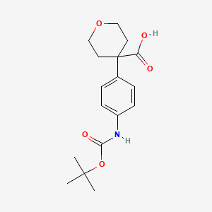 molecular formula C17H23NO5 B13625227 4-[4-[(2-Methylpropan-2-yl)oxycarbonylamino]phenyl]oxane-4-carboxylic acid 