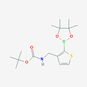 molecular formula C16H26BNO4S B13625458 tert-Butyl N-{[2-(tetramethyl-1,3,2-dioxaborolan-2-yl)thiophen-3-yl]methyl}carbamate 