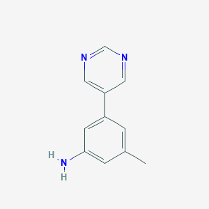 molecular formula C11H11N3 B13625480 3-Methyl-5-(pyrimidin-5-yl)aniline 