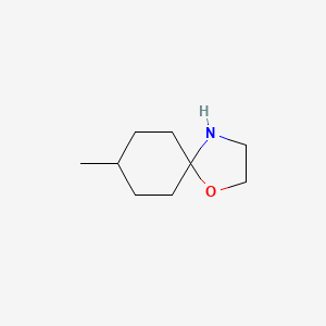 molecular formula C9H17NO B13625704 1-Oxa-4-azaspiro(4.5)decane, 8-methyl- CAS No. 69881-89-6