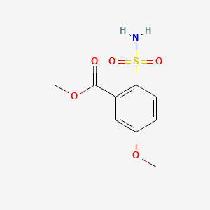 molecular formula C9H11NO5S B13625959 Benzoic acid, 5-methoxy-2-sulfamoyl-, methyl ester CAS No. 70017-14-0