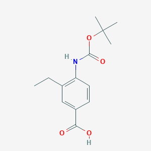 molecular formula C14H19NO4 B13625987 4-((tert-Butoxycarbonyl)amino)-3-ethylbenzoic acid 