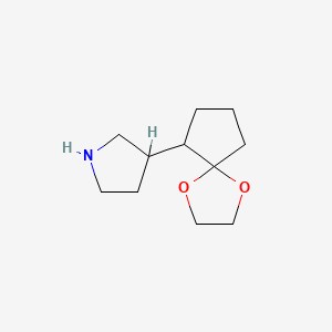 molecular formula C11H19NO2 B13626335 3-{1,4-Dioxaspiro[4.4]nonan-6-yl}pyrrolidine 