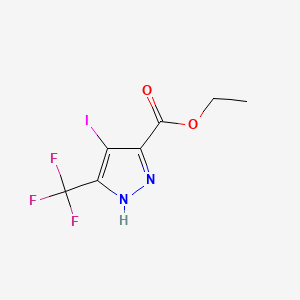 molecular formula C7H6F3IN2O2 B13626359 ethyl 4-iodo-5-(trifluoromethyl)-1H-pyrazole-3-carboxylate 