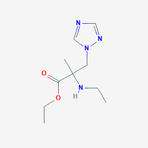 molecular formula C10H18N4O2 B13626399 Ethyl 2-(ethylamino)-2-methyl-3-(1h-1,2,4-triazol-1-yl)propanoate 
