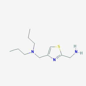 molecular formula C11H21N3S B13627478 n-((2-(Aminomethyl)thiazol-4-yl)methyl)-N-propylpropan-1-amine 