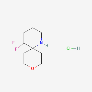 molecular formula C9H16ClF2NO B13627567 5,5-Difluoro-9-oxa-1-azaspiro[5.5]undecanehydrochloride 