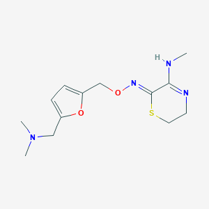 molecular formula C13H20N4O2S B136278 5,6-Dihydro-3-(methylamino)-2H-1,4-thiazin-2-one O-[[5-[(Dimethylamino)methyl]-2-furanyl]methyl]oxime CAS No. 112233-24-6
