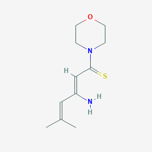 molecular formula C11H18N2OS B136286 Morpholine,  4-(3-amino-5-methyl-1-thioxo-2,4-hexadienyl)-  (9CI) CAS No. 140868-77-5