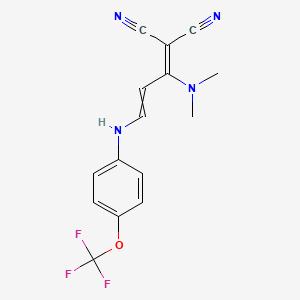molecular formula C15H13F3N4O B1362884 2-{1-(Dimethylamino)-3-[4-(trifluoromethoxy)anilino]-2-propenylidene}malononitrile 