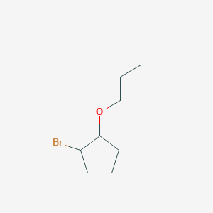 molecular formula C9H17BrO B13629323 1-Bromo-2-butoxycyclopentane 