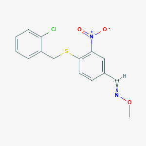 molecular formula C15H13ClN2O3S B1362982 4-[(2-chlorobenzyl)sulfanyl]-3-nitrobenzenecarbaldehyde O-methyloxime 