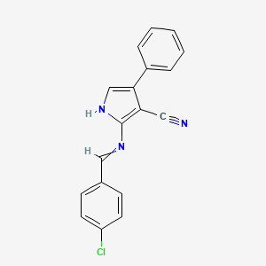 molecular formula C18H12ClN3 B1362994 2-[(4-chlorophenyl)methylideneamino]-4-phenyl-1H-pyrrole-3-carbonitrile 