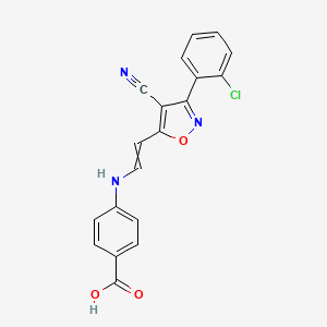 molecular formula C19H12ClN3O3 B1363033 4-[2-[3-(2-chlorophenyl)-4-cyano-1,2-oxazol-5-yl]ethenylamino]benzoic Acid 