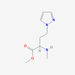 molecular formula C9H15N3O2 B13631194 Methyl 2-(methylamino)-4-(1h-pyrazol-1-yl)butanoate 