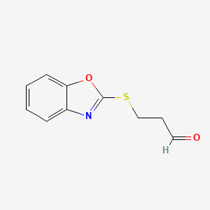 molecular formula C10H9NO2S B13631241 3-(Benzo[d]oxazol-2-ylthio)propanal 