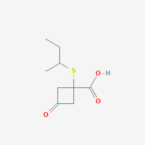 molecular formula C9H14O3S B13632303 1-(Sec-butylthio)-3-oxocyclobutane-1-carboxylic acid 