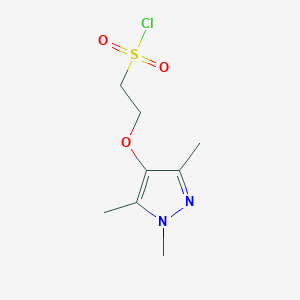 molecular formula C8H13ClN2O3S B13632472 2-((1,3,5-Trimethyl-1h-pyrazol-4-yl)oxy)ethane-1-sulfonyl chloride 