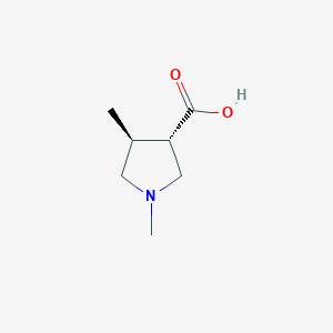 molecular formula C7H13NO2 B13632487 trans-1,4-Dimethylpyrrolidine-3-carboxylic acid 