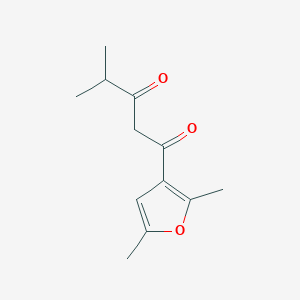 molecular formula C12H16O3 B13633034 1-(2,5-Dimethylfuran-3-yl)-4-methylpentane-1,3-dione 