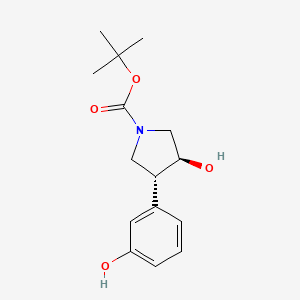 molecular formula C15H21NO4 B13633337 rac-tert-butyl (3R,4S)-3-hydroxy-4-(3-hydroxyphenyl)pyrrolidine-1-carboxylate 