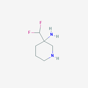 molecular formula C6H12F2N2 B13633456 3-(Difluoromethyl)piperidin-3-amine 