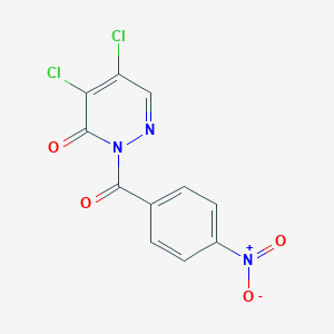 molecular formula C11H5Cl2N3O4 B136335 4,5-Dichloro-2-(4-nitrobenzoyl)-3(2H)-pyridazinone CAS No. 155164-69-5